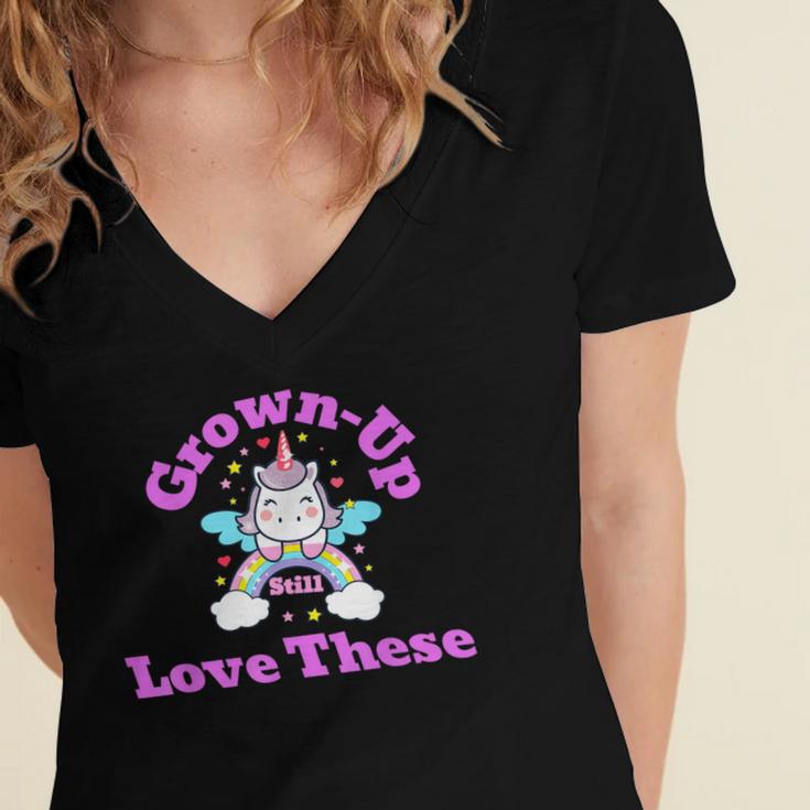 Grown-Up Still Love These Magical Unicorn Nostalgia Women's Jersey Short Sleeve Deep V-Neck Tshirt Grown-Up Still Love These Magical Unicorn Nostalgia Women's Jersey Short Sleeve Deep V-Neck Tshirt