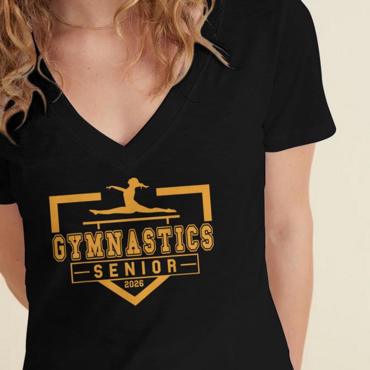 Gymnastics Senior Night Gymnastics Senior 2026 Graduation 14 Women's Jersey Short Sleeve Deep V-Neck Tshirt