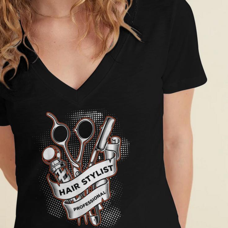 Hairdresser Gift Idea Graduation Tattoo Craft Hairstylist Women's Jersey Short Sleeve Deep V-Neck Tshirt