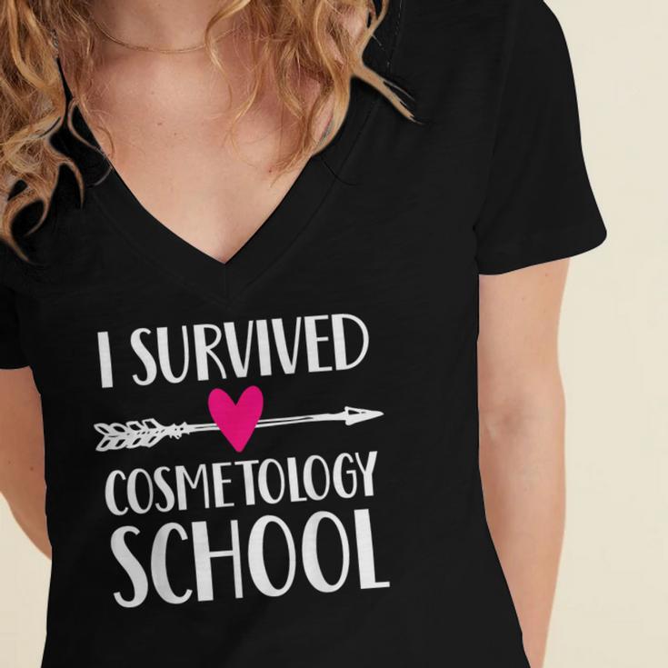 Hairstylist Cosmetology School Graduation Graduate Tee Women's Jersey Short Sleeve Deep V-Neck Tshirt