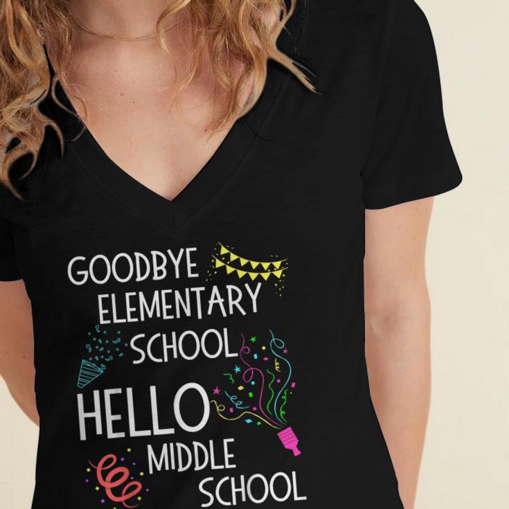 Hello Middle School Graduation Elementary School T-Shirt Women's Jersey Short Sleeve Deep V-Neck Tshirt