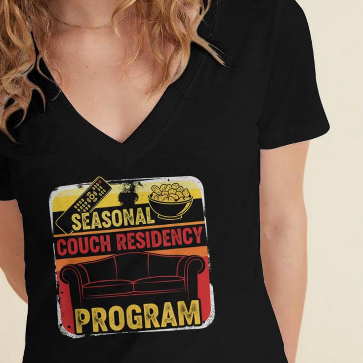 Hibernation Mode Fall And Winter Meme Introvert Vibes Humor Women's Jersey Short Sleeve Deep V-Neck Tshirt