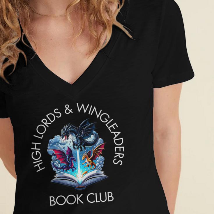 High Lords & Wingleaders Book Club Fantasy Storm Dragon Women's Jersey Short Sleeve Deep V-Neck Tshirt