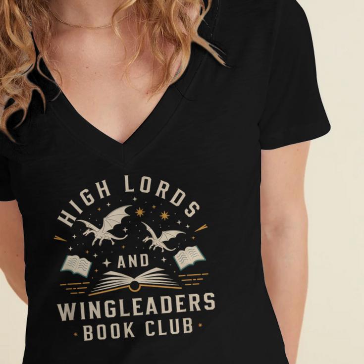 High Lords & Wingleaders Fantasy Reader Book Club Dragons Women's Jersey Short Sleeve Deep V-Neck Tshirt