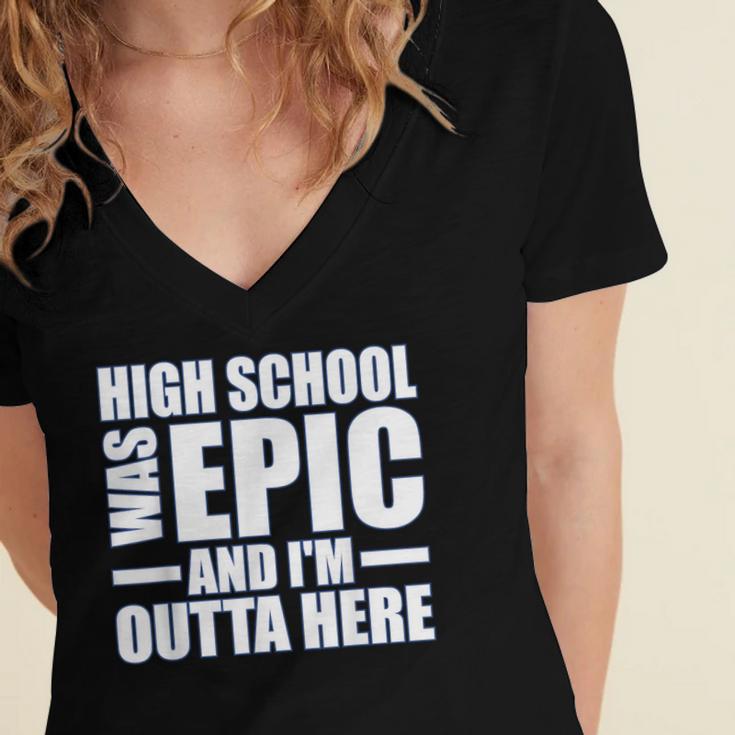 High School Graduate Graduation Party Meme Women's Jersey Short Sleeve Deep V-Neck Tshirt