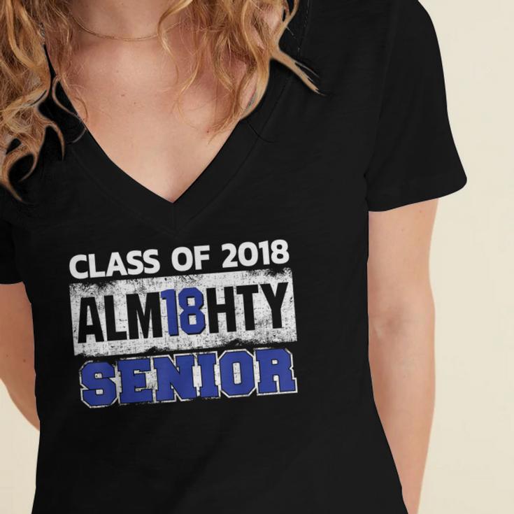 High School Graduation 2018 T-Shirt For Senior Alm18hty Women's Jersey Short Sleeve Deep V-Neck Tshirt