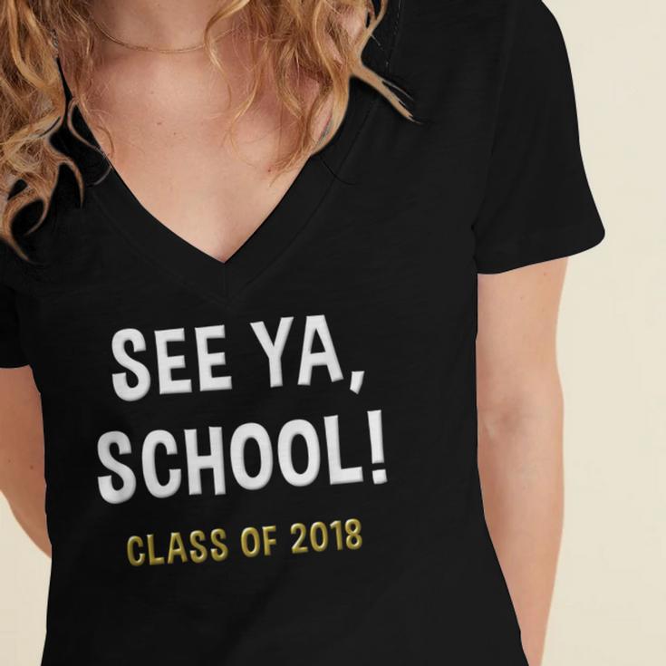 High School Graduation Class Of 2018 Shirt Women's Jersey Short Sleeve Deep V-Neck Tshirt