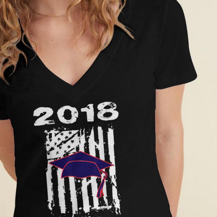 High School GraduationShirt Flag College Graduation Women's Jersey Short Sleeve Deep V-Neck Tshirt