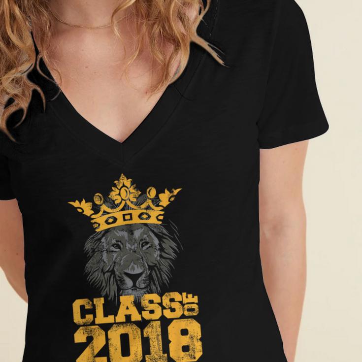High School King Graduation Shirt Class Of 2018 Seniors Women's Jersey Short Sleeve Deep V-Neck Tshirt