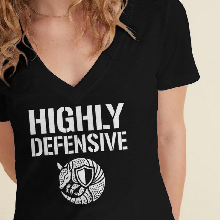 Highly Defensive Armadillo Shield Introvert Boundaries Women's Jersey Short Sleeve Deep V-Neck Tshirt Highly Defensive Armadillo Shield Introvert Boundaries Women's Jersey Short Sleeve Deep V-Neck Tshirt