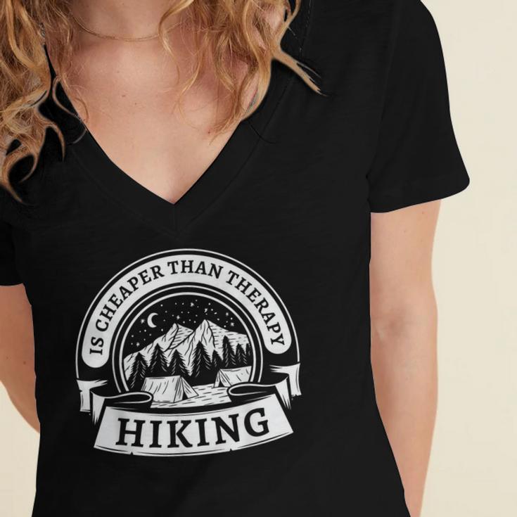 Hiking It's Cheaper Than A Therapy Introvert Shirt Women's Jersey Short Sleeve Deep V-Neck Tshirt Hiking It's Cheaper Than A Therapy Introvert Shirt Women's Jersey Short Sleeve Deep V-Neck Tshirt