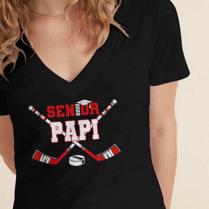 Hockey Senior Papi Graduation Class Of 2026 Kids Women's Jersey Short Sleeve Deep V-Neck Tshirt