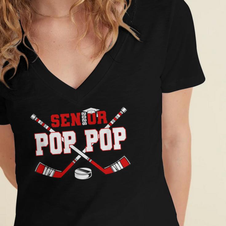 Hockey Senior Pop Pop Graduation Class Of 2026 Kids Women's Jersey Short Sleeve Deep V-Neck Tshirt