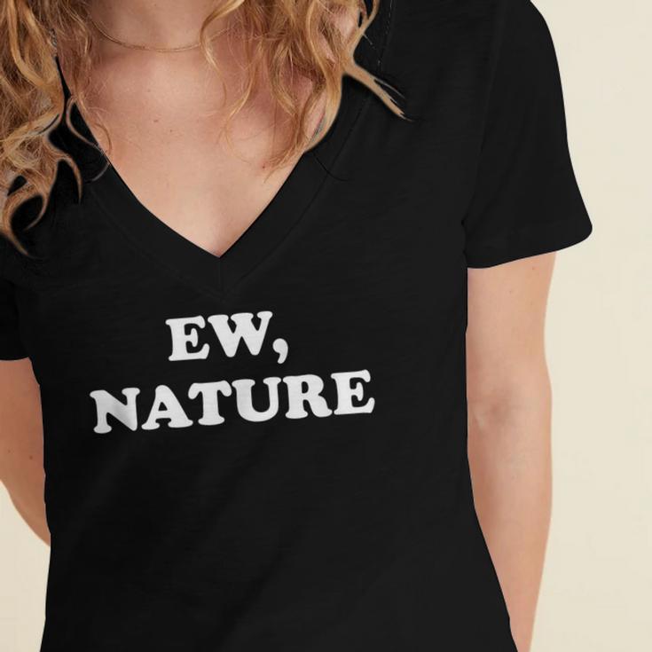 Homebody Indoorsy Introvert Ew Nature Women's Jersey Short Sleeve Deep V-Neck Tshirt