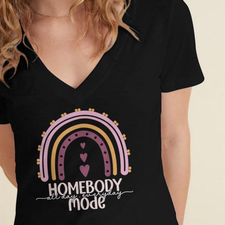 Homebody Introvert Homebody Mode Everyday Women's Jersey Short Sleeve Deep V-Neck Tshirt Homebody Introvert Homebody Mode Everyday Women's Jersey Short Sleeve Deep V-Neck Tshirt