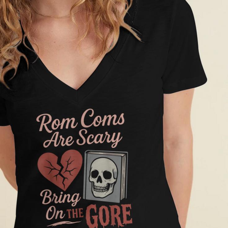 Horror Book Club Creepy Reader Gothic Fiction Thriller Fan Women's Jersey Short Sleeve Deep V-Neck Tshirt Horror Book Club Creepy Reader Gothic Fiction Thriller Fan Women's Jersey Short Sleeve Deep V-Neck Tshirt