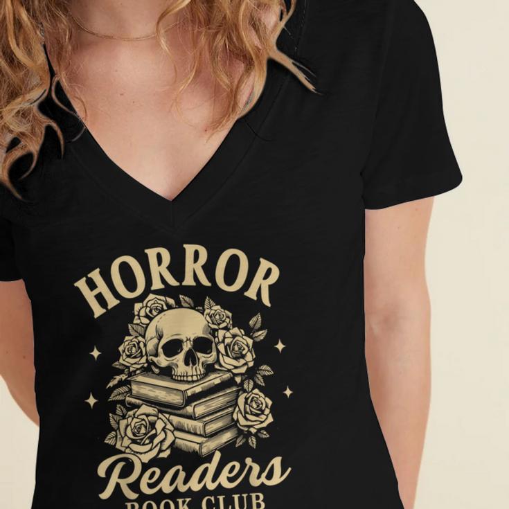Horror Reading Spooky Vibes Bookish Horror Readers Book Club Women's Jersey Short Sleeve Deep V-Neck Tshirt Horror Reading Spooky Vibes Bookish Horror Readers Book Club Women's Jersey Short Sleeve Deep V-Neck Tshirt