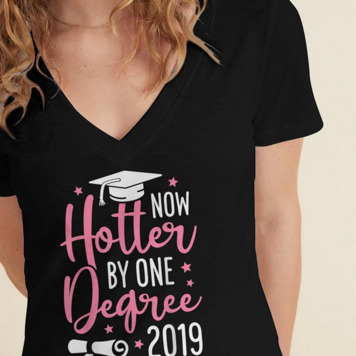 Now Hotter By One Degree 2019Shirt Graduation Women's Jersey Short Sleeve Deep V-Neck Tshirt