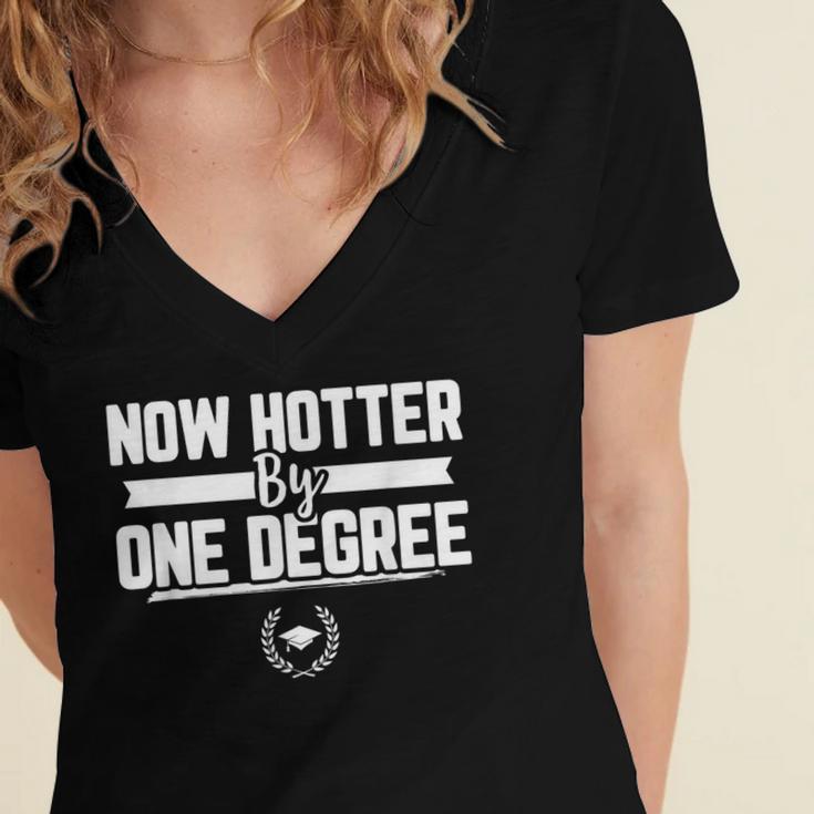 Now Hotter By One Degree Class Of 2019 Graduation Women's Jersey Short Sleeve Deep V-Neck Tshirt