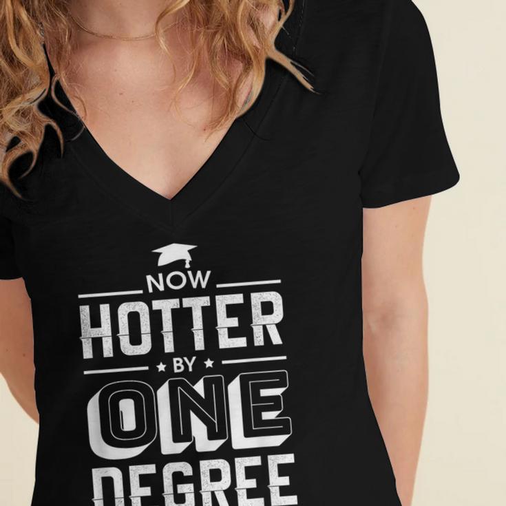 Now Hotter By One Degree Graduation Grade Student Women's Jersey Short Sleeve Deep V-Neck Tshirt