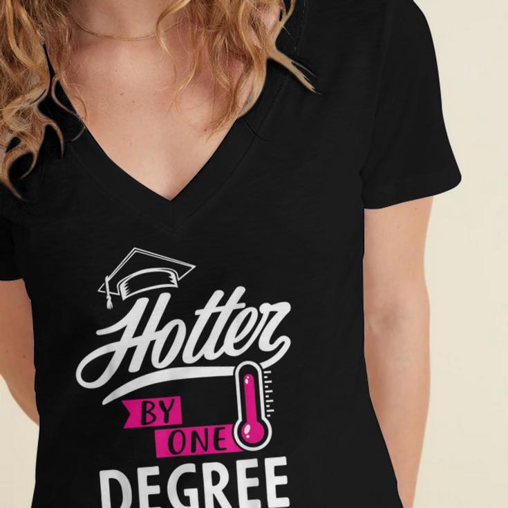 Hotter By One Degree Graduation Women's Jersey Short Sleeve Deep V-Neck Tshirt