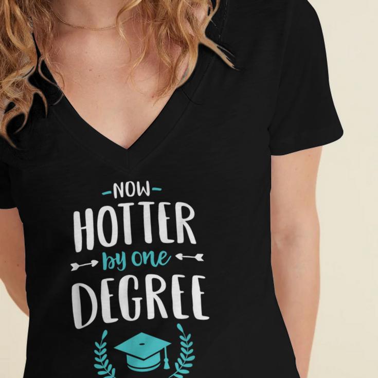 Now Hotter By One Degree Shirt Class Of 2024 Graduation Women's Jersey Short Sleeve Deep V-Neck Tshirt