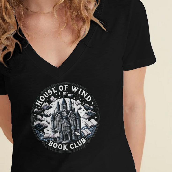 House Of Wind Book Club Fantasy Women's Jersey Short Sleeve Deep V-Neck Tshirt