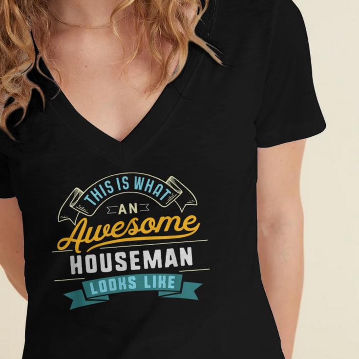 Houseman Shirt Awesome Job Occupation Graduation Women's Jersey Short Sleeve Deep V-Neck Tshirt