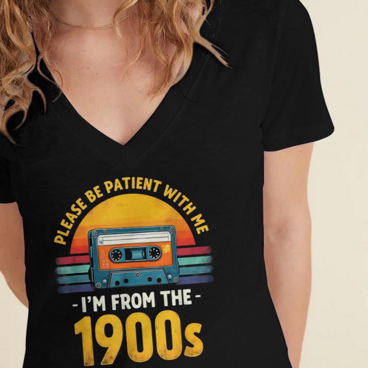 Humor Daddy I'm From The 1900s Women's Jersey Short Sleeve Deep V-Neck Tshirt