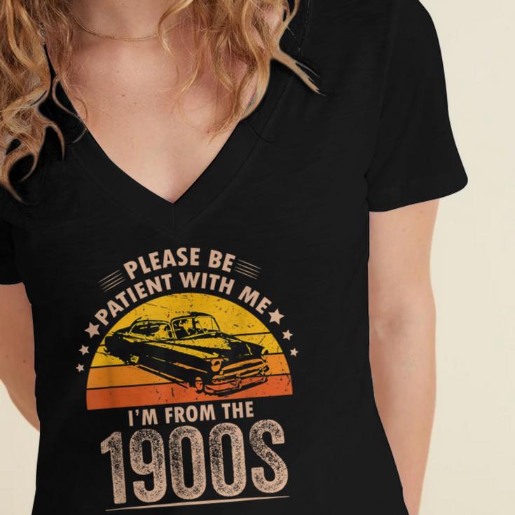 Humorous Saying Please Be Patient With Me I'm From The 1900s Women's Jersey Short Sleeve Deep V-Neck Tshirt