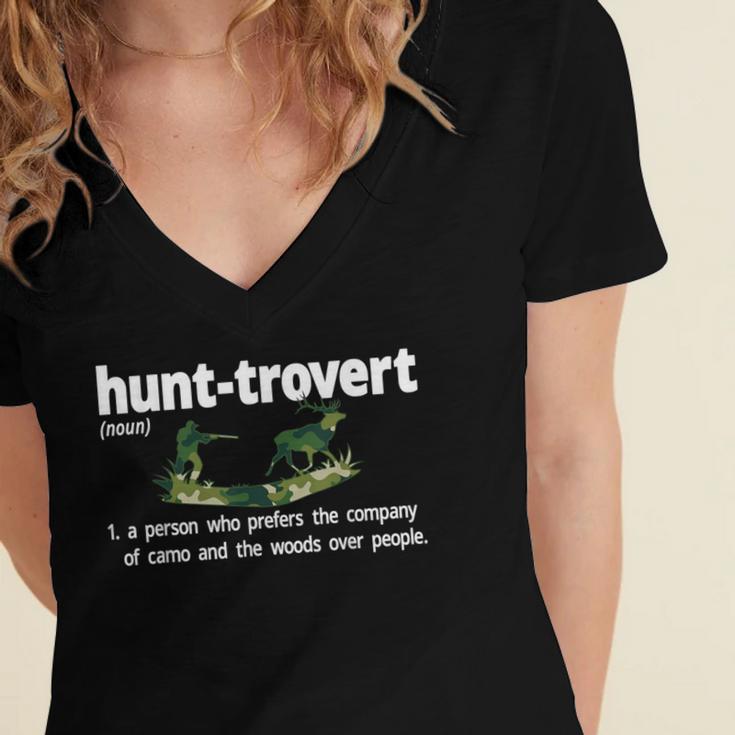 Hunt-Trovert Hunting Hunter Humor Definition Introvert Women's Jersey Short Sleeve Deep V-Neck Tshirt Hunt-Trovert Hunting Hunter Humor Definition Introvert Women's Jersey Short Sleeve Deep V-Neck Tshirt