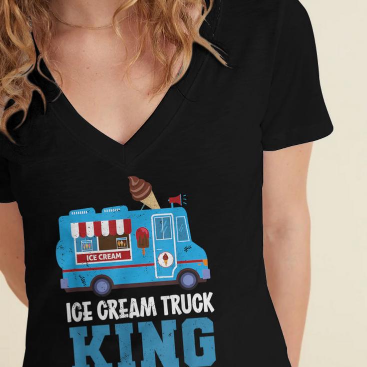 Ice Cream Truck King Nostalgia Summer Ice Cream Truck Driver Women's Jersey Short Sleeve Deep V-Neck Tshirt Ice Cream Truck King Nostalgia Summer Ice Cream Truck Driver Women's Jersey Short Sleeve Deep V-Neck Tshirt