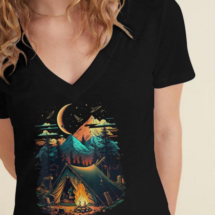 Id Rather Be Camping Great Outdoors Love Glamping Introvert Women's Jersey Short Sleeve Deep V-Neck Tshirt Id Rather Be Camping Great Outdoors Love Glamping Introvert Women's Jersey Short Sleeve Deep V-Neck Tshirt