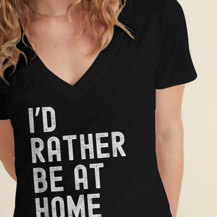 I'd Rather Be At Home Antisocial Introvert Tee Women's Jersey Short Sleeve Deep V-Neck Tshirt