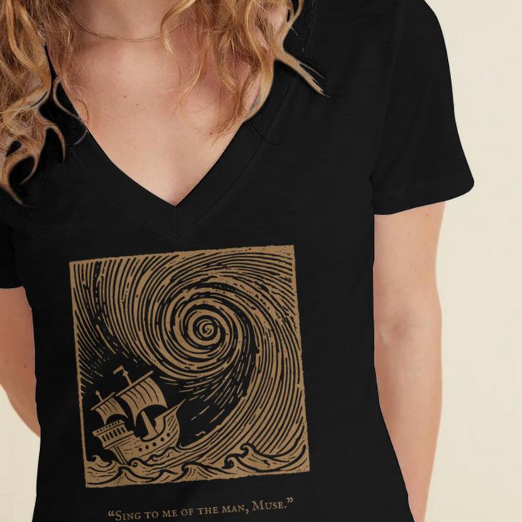 Iliad Odyssey Homer Ancient Greek History Book Odyssey Women's Jersey Short Sleeve Deep V-Neck Tshirt Iliad Odyssey Homer Ancient Greek History Book Odyssey Women's Jersey Short Sleeve Deep V-Neck Tshirt