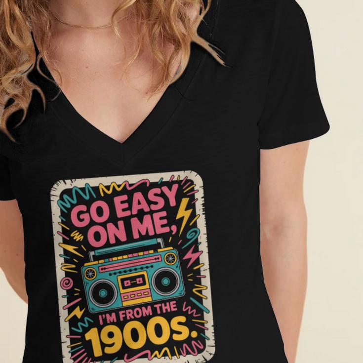 I'm From The 1900s 80s Millennial Boom Box Radio Women's Jersey Short Sleeve Deep V-Neck Tshirt