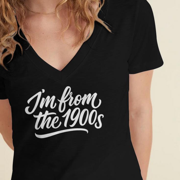 I'm From The 1900s Handwritten Calligraphy Women's Jersey Short Sleeve Deep V-Neck Tshirt