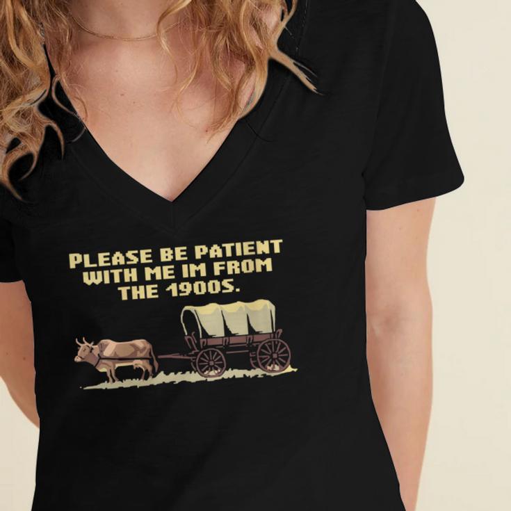 I'm From The 1900s Retro Wagon Women's Jersey Short Sleeve Deep V-Neck Tshirt