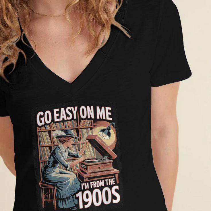 I'm From The 1900s Vinyl Record Lover For Women Women's Jersey Short Sleeve Deep V-Neck Tshirt