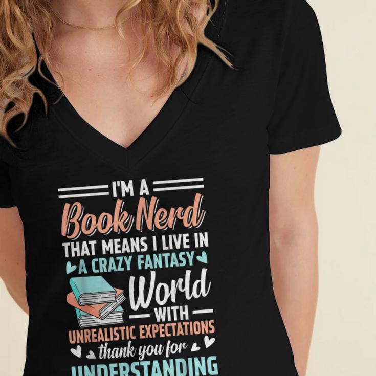 I'm a Book Nerd Bookworm Women's Jersey Short Sleeve Deep V-Neck Tshirt I'm a Book Nerd Bookworm Women's Jersey Short Sleeve Deep V-Neck Tshirt