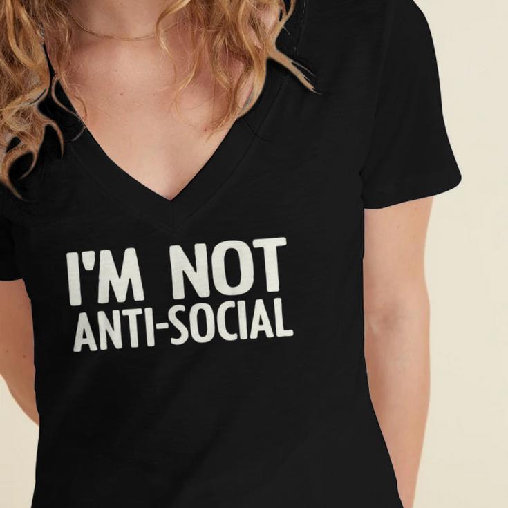 I'm Not Anti-Social I Introvert Women's Jersey Short Sleeve Deep V-Neck Tshirt