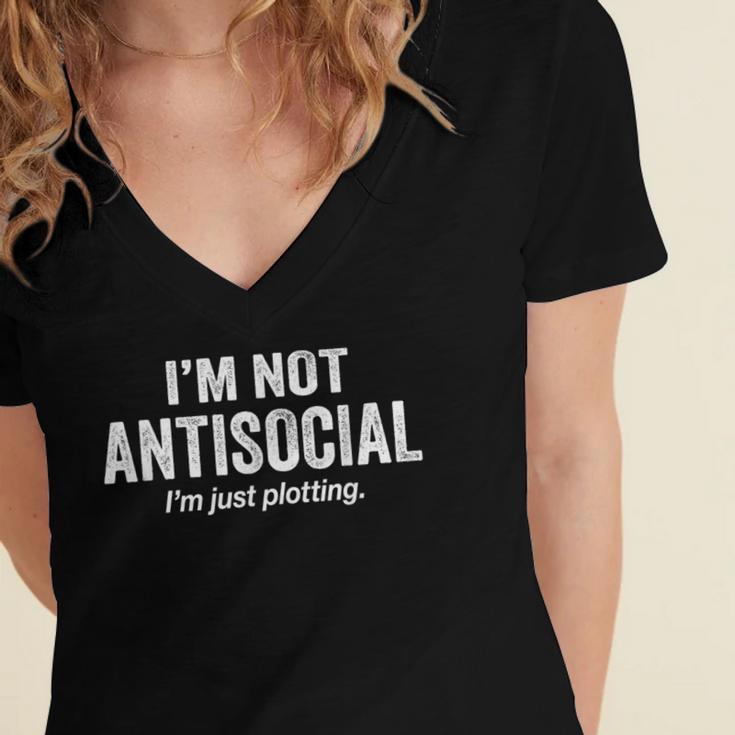 I'm Not Antisocial I'm Just Plotting Saying Introvert Women's Jersey Short Sleeve Deep V-Neck Tshirt I'm Not Antisocial I'm Just Plotting Saying Introvert Women's Jersey Short Sleeve Deep V-Neck Tshirt