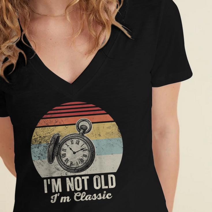 I'm Not Old I'm Classic Retro Nostalgia Statement Women's Jersey Short Sleeve Deep V-Neck Tshirt