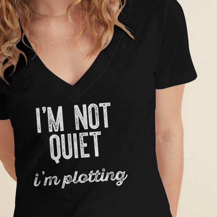 I'm NOT Quiet I'm Plotting Introvert Sarcastic Planning Meme Women's Jersey Short Sleeve Deep V-Neck Tshirt I'm NOT Quiet I'm Plotting Introvert Sarcastic Planning Meme Women's Jersey Short Sleeve Deep V-Neck Tshirt