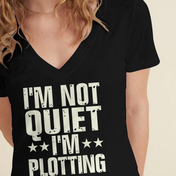 I'm Not Quiet I'm Plotting I Introvert Women's Jersey Short Sleeve Deep V-Neck Tshirt I'm Not Quiet I'm Plotting I Introvert Women's Jersey Short Sleeve Deep V-Neck Tshirt