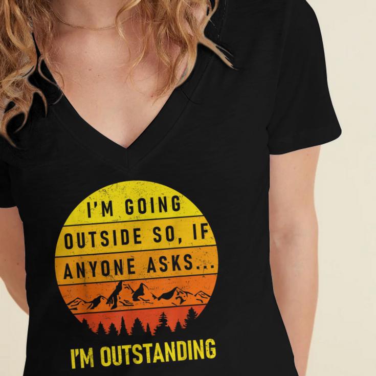 I'm Outstanding Retro Introvert Mountain Trip Lover Women's Jersey Short Sleeve Deep V-Neck Tshirt I'm Outstanding Retro Introvert Mountain Trip Lover Women's Jersey Short Sleeve Deep V-Neck Tshirt