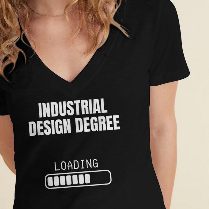 Industrial Degree Loading Student Graduation Women's Jersey Short Sleeve Deep V-Neck Tshirt