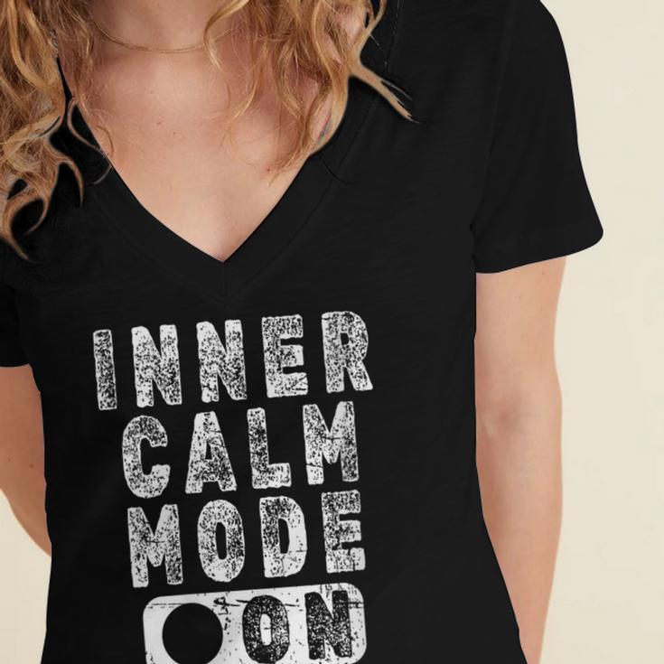 Inner Calm Mode On Introvert Saying Women's Jersey Short Sleeve Deep V-Neck Tshirt Inner Calm Mode On Introvert Saying Women's Jersey Short Sleeve Deep V-Neck Tshirt