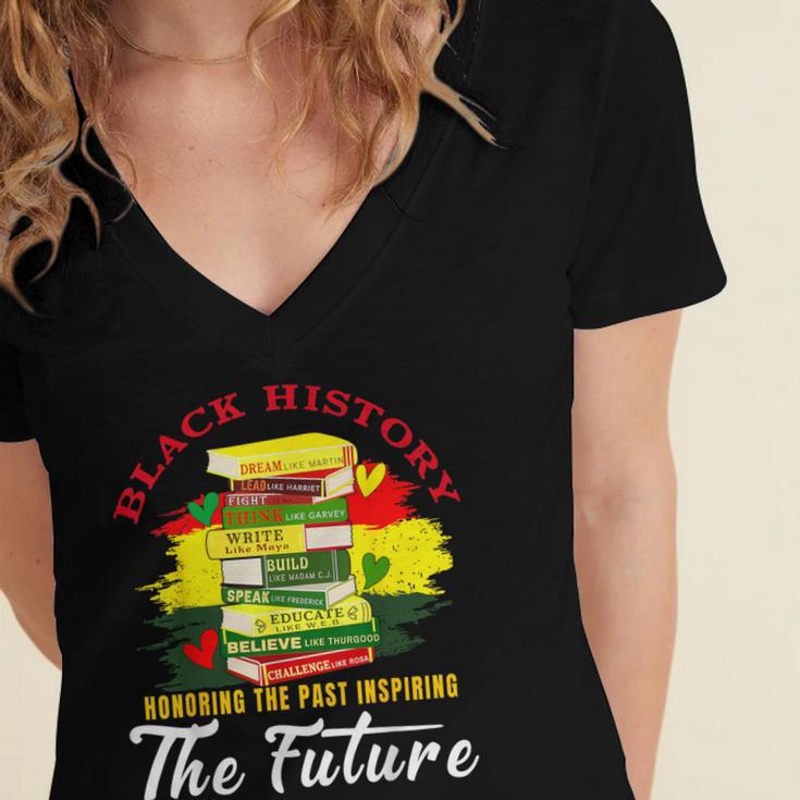 Inspired Book History Leaders Celebrate History Month Women's Jersey Short Sleeve Deep V-Neck Tshirt