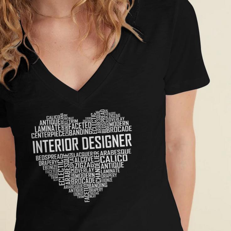 Interior Er Heart Graduation Women's Jersey Short Sleeve Deep V-Neck Tshirt